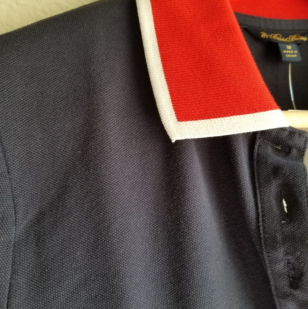 Brooks Brothers Knit Polo Shirt Navy Blue Size Medium - Picture 2 of 3